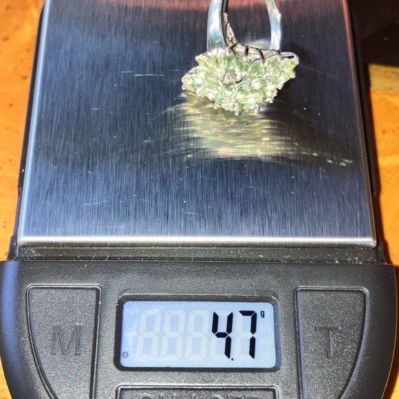 Natural Green Apatite Sterling Silver Cocktail Ring Size 6 - Picture 9 of 9